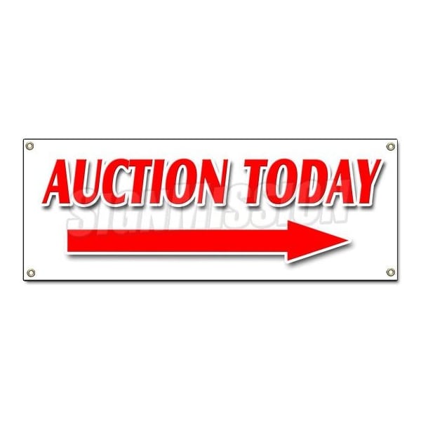 AUCTION TODAY WITH RIGHT ARROW BANNER SIGN antiques jewelry estate